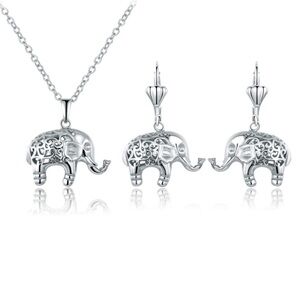 18k Gold Elephant Filigree Earrings Necklace Set
